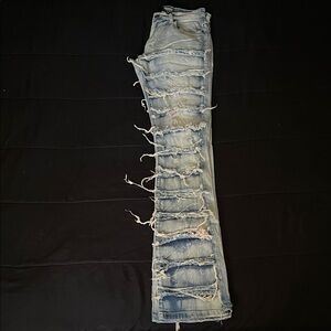 Men's Skinny Distressed Jeans - Light Blue